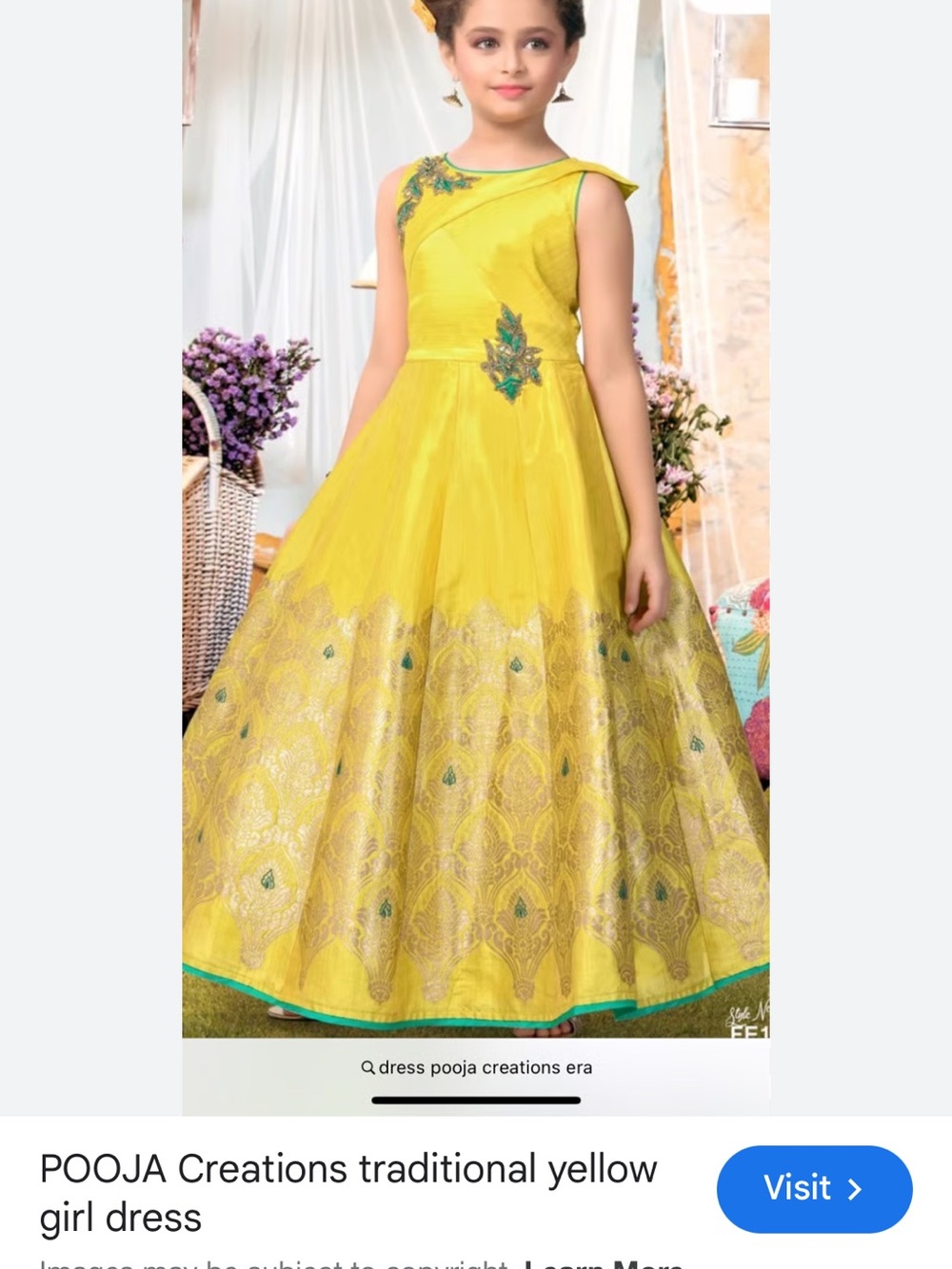 POOJA creations yellow girl dress